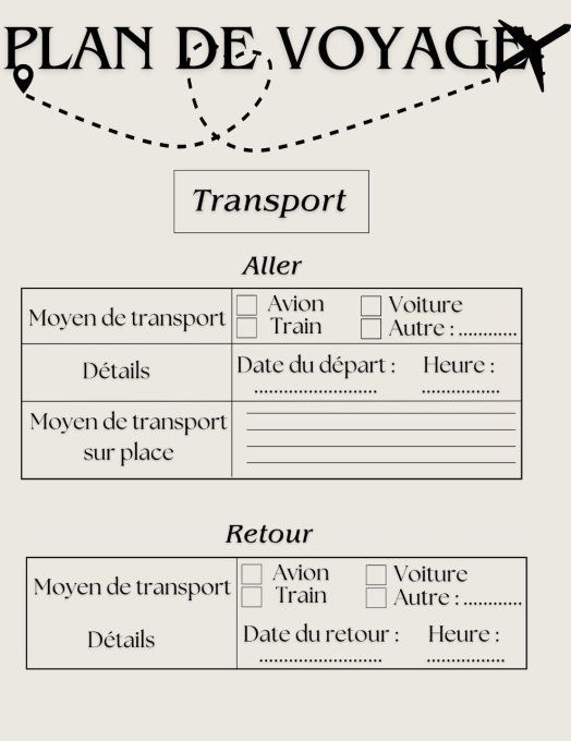 fiche voyage supplémentaire