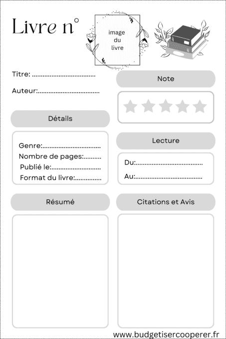 Carnet de Lectures  - à imprimer