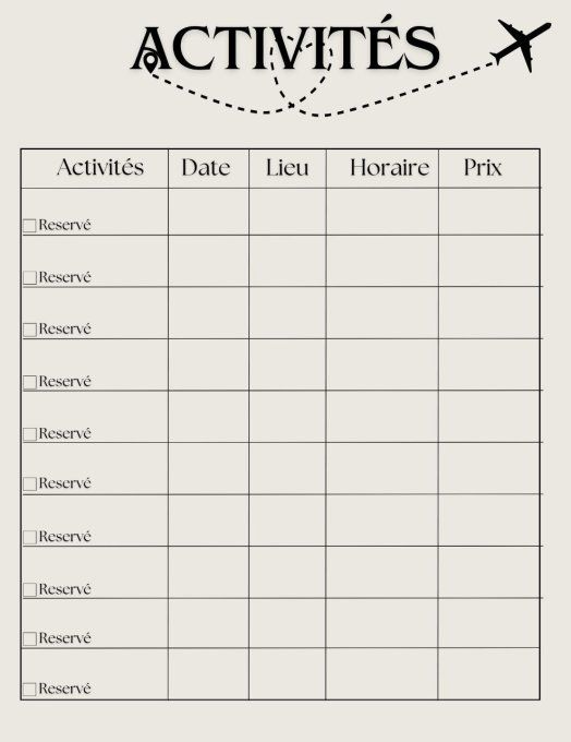 fiche voyage supplémentaire