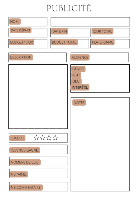 Business Planner  - à imprimer