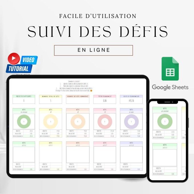 Pack numérique : budget + suivi du budget + suivi des défis 