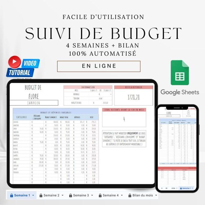 Pack numérique : budget + suivi du budget + suivi des défis 